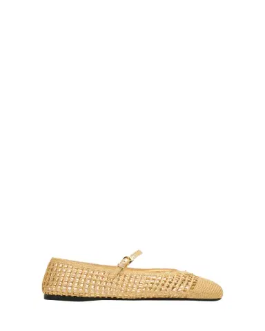 Prada Triangle Logo Metallic Crochet Mary Jane Ballerina Flats | Thumbnail 1 Prada Triangle Logo Metallic Crochet Mary Jane Ballerina Flats | Thumbnail 1