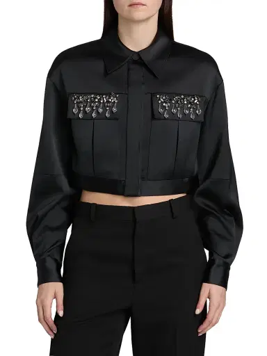 Cinq à Sept Women's Damoni Embellished Crop Jacket | Thumbnail 3 Cinq à Sept Women's Damoni Embellished Crop Jacket | Thumbnail 3