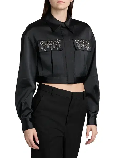 Cinq à Sept Women's Damoni Embellished Crop Jacket | Thumbnail 4 Cinq à Sept Women's Damoni Embellished Crop Jacket | Thumbnail 4