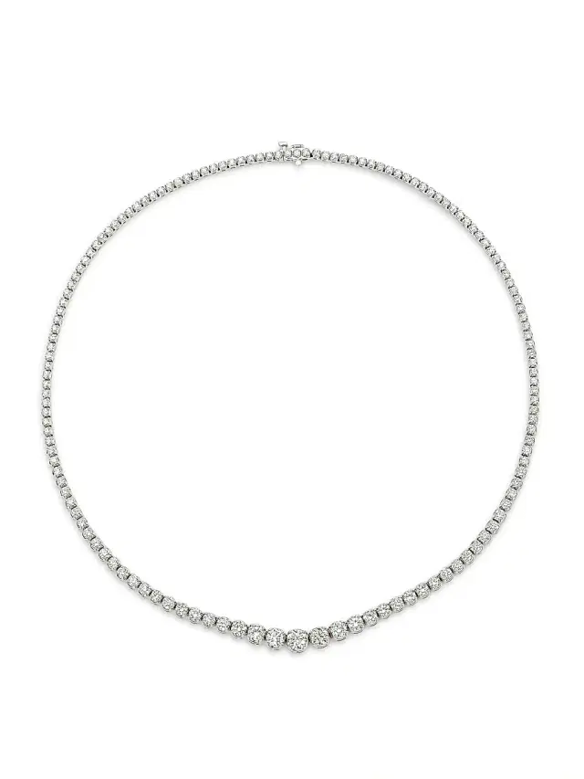 Women's 18K White Gold & 10.92 TCW Diamond Tennis Necklace - White Gold