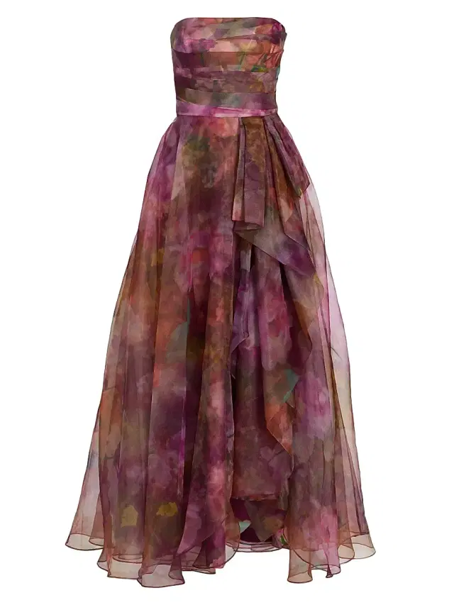 Theia Women's Floria Organza Strapless Gown - Jubilee Floral