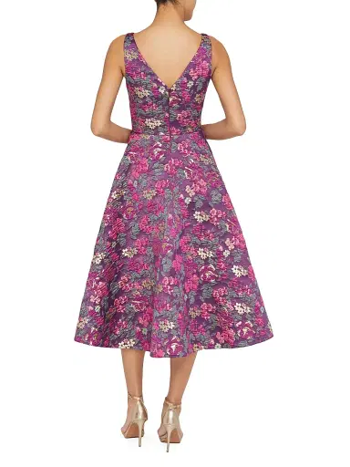 THEIA Women's Pia Jacquard Tea-Length Dress | Thumbnail 5 THEIA Women's Pia Jacquard Tea-Length Dress | Thumbnail 5
