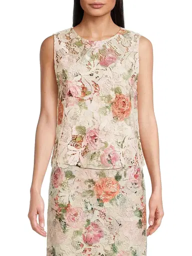 Ungaro Women's Remy Rose-Print Lace Blouse | Thumbnail 3