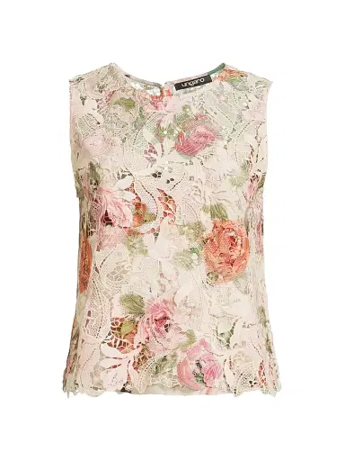 Ungaro Women's Remy Rose-Print Lace Blouse | Thumbnail 1