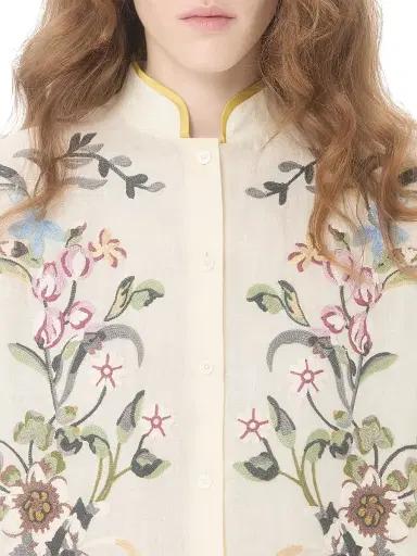 Valentino Garavani Women's Embroidered Linen Shirt - Ivory - Size 2 | Thumbnail 5 Valentino Garavani Women's Embroidered Linen Shirt - Ivory - Size 2 | Thumbnail 5