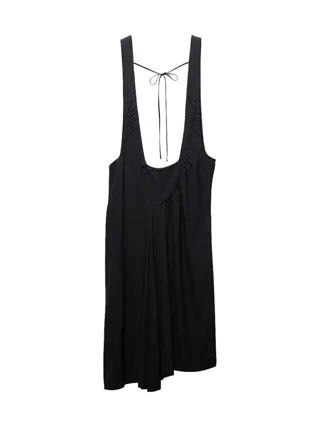 Women's Satin Sablé Dress with Suspenders - Black
