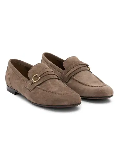 Brunello Cucinelli Women's Horsebit-Detail Suede Loafers | Thumbnail 2