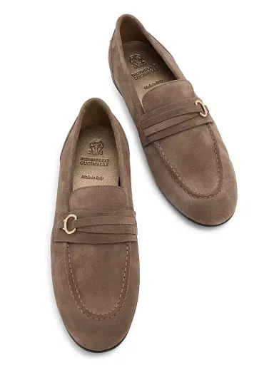 Brunello Cucinelli Women's Horsebit-Detail Suede Loafers | Thumbnail 4