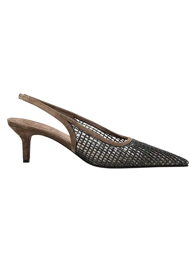 Women's 3D Monili 55MM Mesh Embroidered Slingback Pumps - Ultra Black