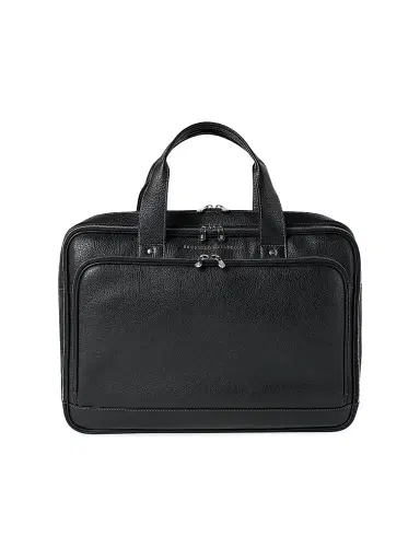 Brunello Cucinelli Men's Grained Calfskin Briefcase with Zipper | Thumbnail 1 Brunello Cucinelli Men's Grained Calfskin Briefcase with Zipper | Thumbnail 1