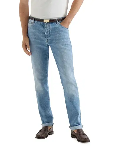 Brunello Cucinelli Men's Comfort Denim Five Pocket Jeans - Light Denim - Size 42 | Thumbnail 2 Brunello Cucinelli Men's Comfort Denim Five Pocket Jeans - Light Denim - Size 42 | Thumbnail 2
