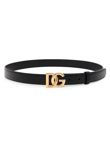 Dolce & Gabbana Women's DG Logo Leather Belt - Black - Size Large | Thumbnail 1