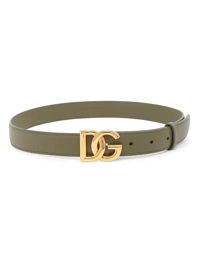 Dolce & Gabbana Women's DG Logo 25MM Leather Belt - Verde Militare