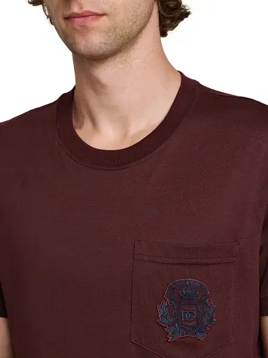 Dolce & Gabbana Men's Logo-Patch Cotton T-Shirt - Marrone Viola Scuro - Size 46 | Thumbnail 6 Dolce & Gabbana Men's Logo-Patch Cotton T-Shirt - Marrone Viola Scuro - Size 46 | Thumbnail 6