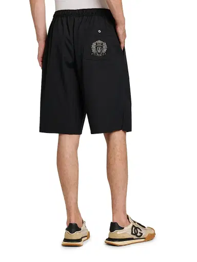 Dolce & Gabbana Men's Logo-Patch Cotton Drawstring Shorts - Nero - Size 38 | Thumbnail 5