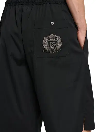 Dolce & Gabbana Men's Logo-Patch Cotton Drawstring Shorts - Nero - Size 38 | Thumbnail 6