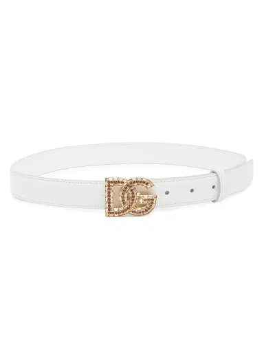 Dolce & Gabbana Women's DG Logo Embellished Leather Belt | Thumbnail 1 Dolce & Gabbana Women's DG Logo Embellished Leather Belt | Thumbnail 1