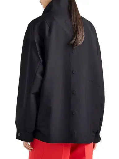 Prada Women's Kid Mohair and Poplin Jacket - Blue - Size 10 | Thumbnail 4