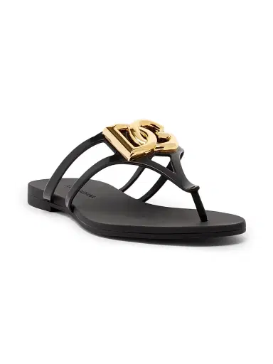 Dolce & Gabbana Women's Logo Jelly Sandals - Nero Oro - Size 10 | Thumbnail 2 Dolce & Gabbana Women's Logo Jelly Sandals - Nero Oro - Size 10 | Thumbnail 2