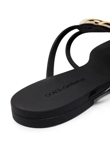 Dolce & Gabbana Women's Logo Jelly Sandals - Nero Oro - Size 10 | Thumbnail 6 Dolce & Gabbana Women's Logo Jelly Sandals - Nero Oro - Size 10 | Thumbnail 6