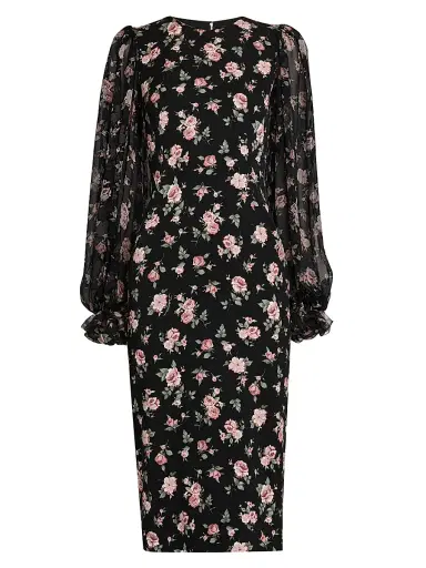 Dolce & Gabbana Women's Floral Silk-Blend Midi-Dress | Thumbnail 1