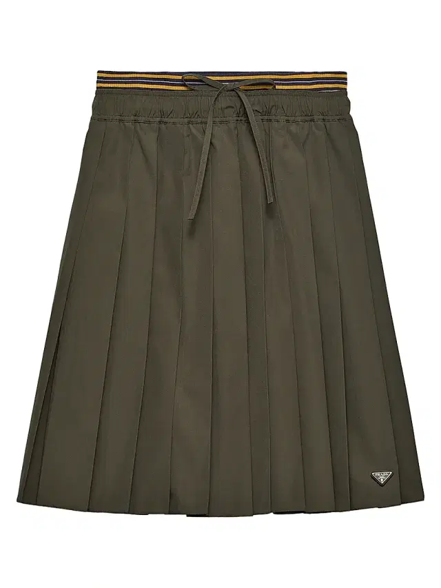 Women's Pleated Poplin Skirt - Green