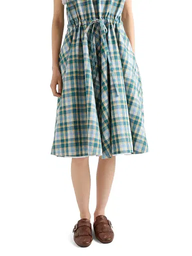 Prada Women's Embroidered Checked Cotton Dress - Size 10 | Thumbnail 5 Prada Women's Embroidered Checked Cotton Dress - Size 10 | Thumbnail 5