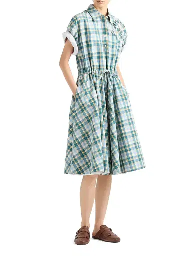 Prada Women's Embroidered Checked Cotton Dress - Size 10 | Thumbnail 7 Prada Women's Embroidered Checked Cotton Dress - Size 10 | Thumbnail 7