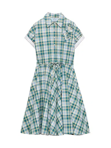 Prada Women's Embroidered Checked Cotton Dress - Size 10 | Thumbnail 1 Prada Women's Embroidered Checked Cotton Dress - Size 10 | Thumbnail 1