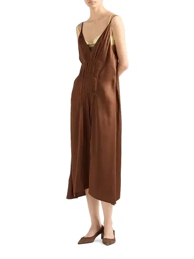 Prada Women's Satin Crepe Dress - Brown - Size 10 | Thumbnail 2 Prada Women's Satin Crepe Dress - Brown - Size 10 | Thumbnail 2