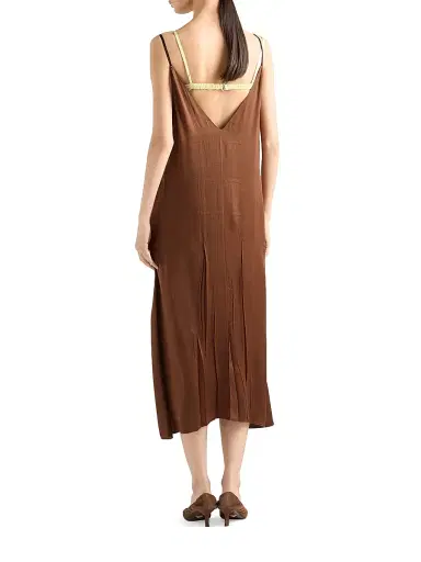 Prada Women's Satin Crepe Dress - Brown - Size 10 | Thumbnail 3 Prada Women's Satin Crepe Dress - Brown - Size 10 | Thumbnail 3