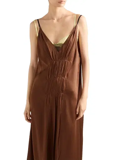 Prada Women's Satin Crepe Dress - Brown - Size 10 | Thumbnail 4 Prada Women's Satin Crepe Dress - Brown - Size 10 | Thumbnail 4