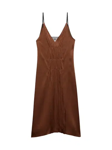 Prada Women's Satin Crepe Dress - Brown - Size 10 | Thumbnail 1 Prada Women's Satin Crepe Dress - Brown - Size 10 | Thumbnail 1