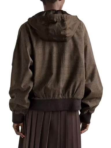 Prada Women's Prince of Wales Checked Wool Jacket - Brown - Size 6 | Thumbnail 3
