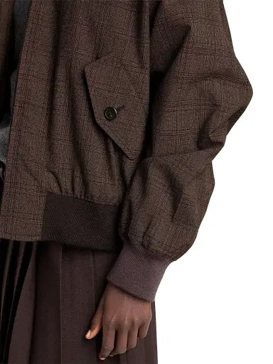 Prada Women's Prince of Wales Checked Wool Jacket - Brown - Size 6 | Thumbnail 5
