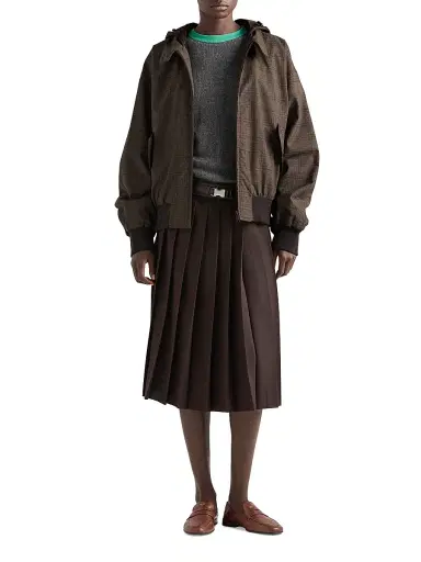 Prada Women's Prince of Wales Checked Wool Jacket - Brown - Size 6 | Thumbnail 6