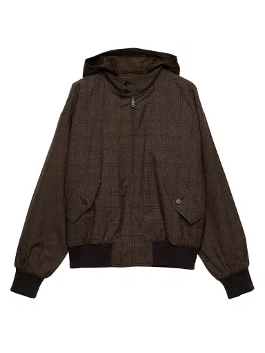 Prada Women's Prince of Wales Checked Wool Jacket - Brown - Size 6 | Thumbnail 1