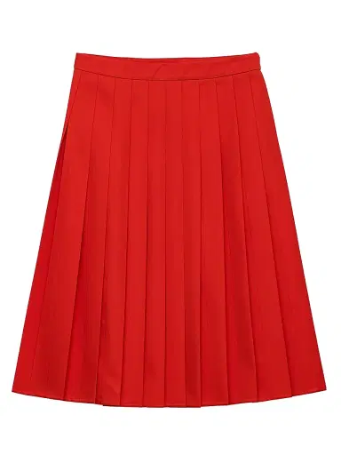 Prada Women's Pleated Gabardine Midi-Skirt - Red - Size 0 | Thumbnail 1