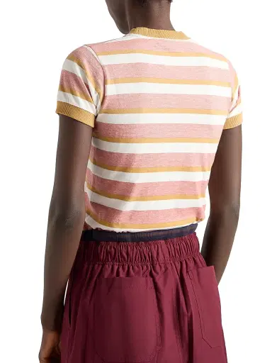 Prada Women's Bayadere Stripe Jersey T-Shirt - Orange | Thumbnail 3