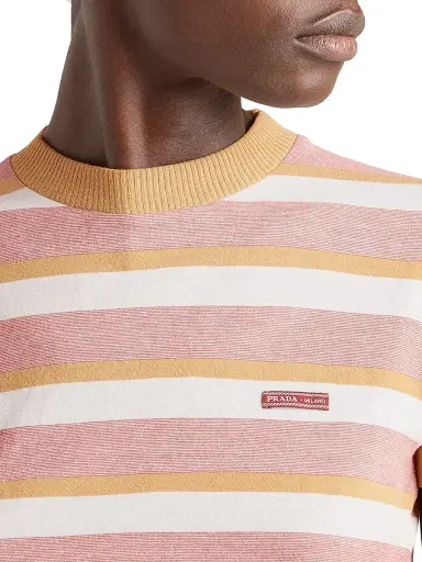 Prada Women's Bayadere Stripe Jersey T-Shirt - Orange | Thumbnail 4