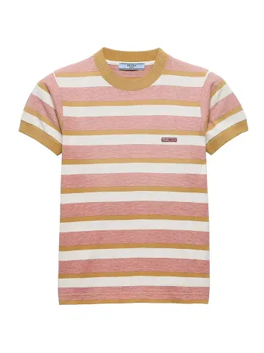 Prada Women's Bayadere Stripe Jersey T-Shirt - Orange | Thumbnail 1
