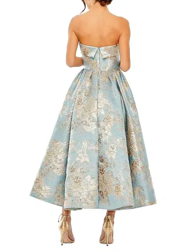 Mac Duggal Women's Petite Floral Brocade Fit & Flare Strapless Midi-Dress - Blue Multi - Size Petite 14 | Thumbnail 2
