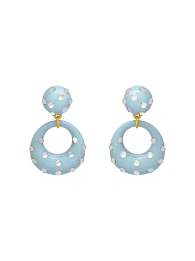 Oscar de la Renta Women's 24K-Gold-Plated, Enamel & Glass Clip-On Drop Earrings - Sky | Thumbnail 1 Oscar de la Renta Women's 24K-Gold-Plated, Enamel & Glass Clip-On Drop Earrings - Sky | Thumbnail 1