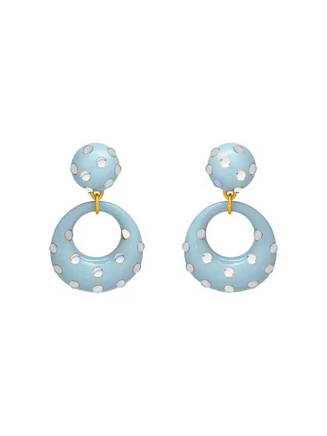 Women's 24K-Gold-Plated, Enamel & Glass Clip-On Drop Earrings - Sky