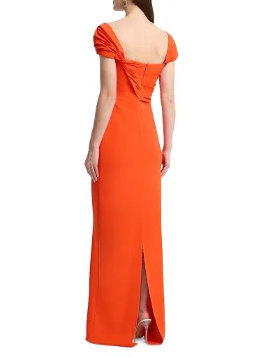 Oscar de la Renta Women's Cady Draped Cap-Sleeve Gown | Thumbnail 5 Oscar de la Renta Women's Cady Draped Cap-Sleeve Gown | Thumbnail 5