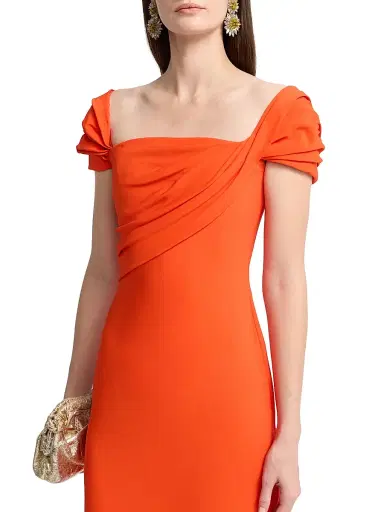 Oscar de la Renta Women's Cady Draped Cap-Sleeve Gown | Thumbnail 6 Oscar de la Renta Women's Cady Draped Cap-Sleeve Gown | Thumbnail 6
