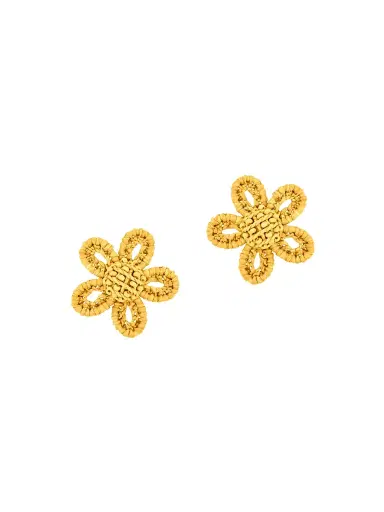 Oscar de la Renta Women's Flower Woven Raffia Stud Earrings - Yellow | Thumbnail 1