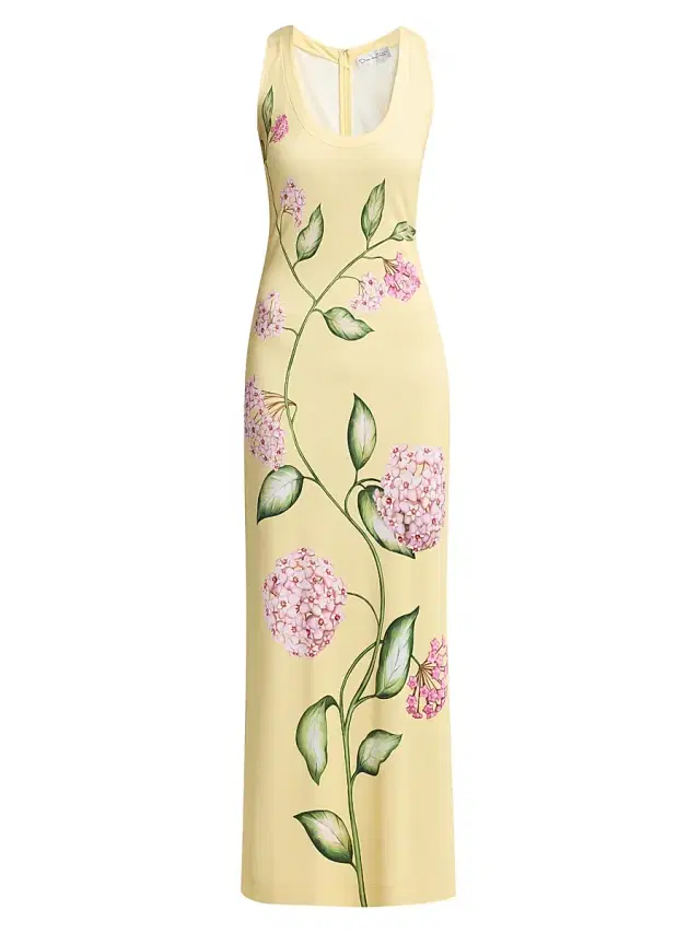 Oscar de la Renta Women's Porcelain Flower Jersey Gown - Pink Butter