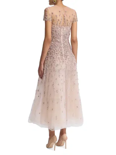 Oscar de la Renta Women's Crystal Floral Tulle Cocktail Dress - Tulip | Thumbnail 5