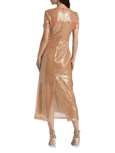 Oscar de la Renta Women's Floral-Appliqué Sequined Short-Sleeve Cocktail Dress - Beige | Thumbnail 5 Oscar de la Renta Women's Floral-Appliqué Sequined Short-Sleeve Cocktail Dress - Beige | Thumbnail 5